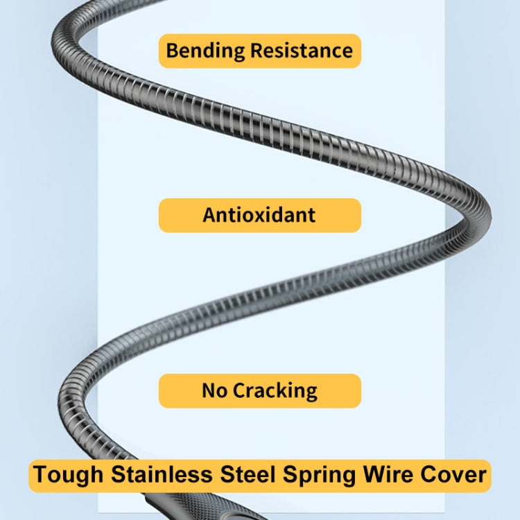 ENKAY ENK-CB131 USB to 8 Pin Carbon Steel Hose Spring 2.4A Fast Charging Data Cable, Length:1m(Silver) - HoMEdemic™ 