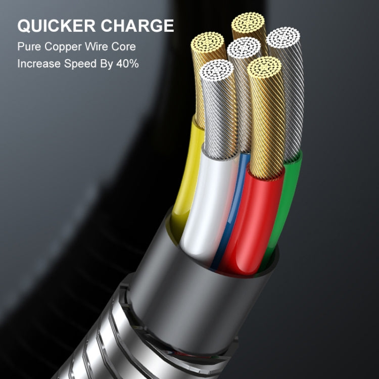 ENKAY ENK-CB131 USB to 8 Pin Carbon Steel Hose Spring 2.4A Fast Charging Data Cable, Length:1m(Silver) - HoMEdemic™ 