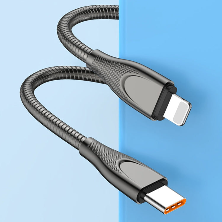 ENKAY ENK-CB131 USB to 8 Pin Carbon Steel Hose Spring 2.4A Fast Charging Data Cable, Length:1m(Silver) - HoMEdemic™ 