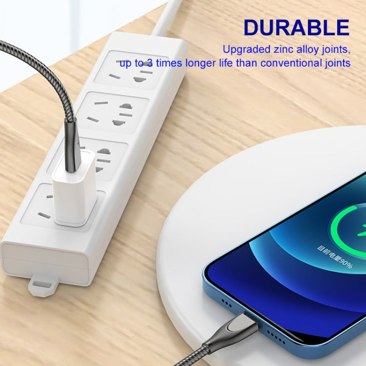 ENKAY ENK-CB131 USB to 8 Pin Carbon Steel Hose Spring 2.4A Fast Charging Data Cable, Length:2m(Silver) - HoMEdemic™ 