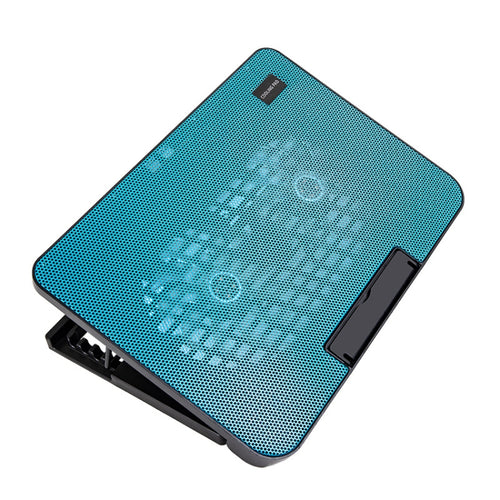 N99 USB Dual Fan Hollow Carved Design Heat Dissipation Laptop Cooling Pad(Blue) - HoMEdemic™ 