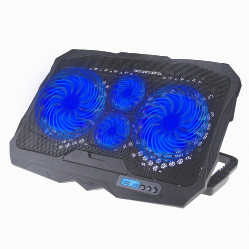 S18 Aluminum Four Fans Gaming Laptop Cooling Pad Foldable Holder with Wind Speed Display(Blue) - HoMEdemic™ 