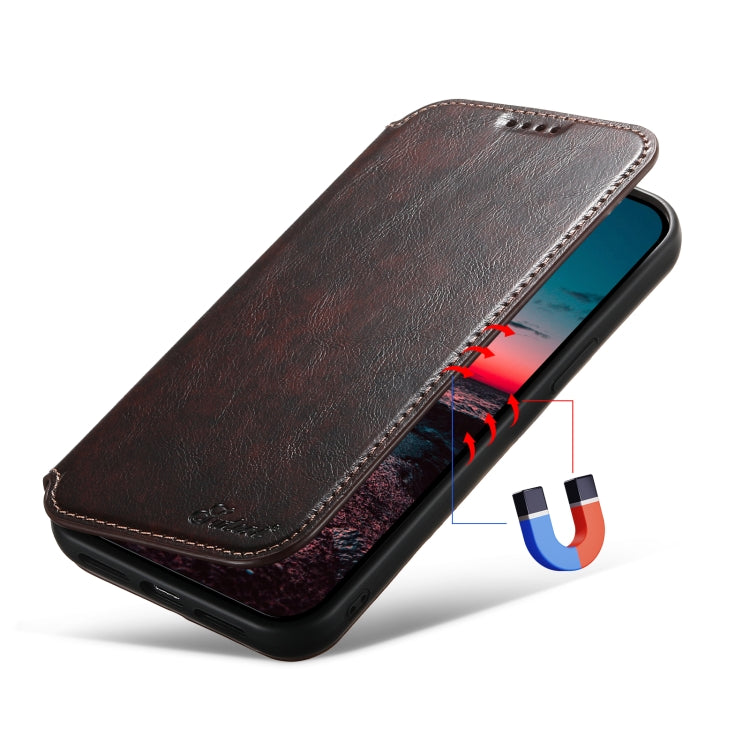 For iPhone 12 Pro Max Suteni J05 Leather Magnetic Magsafe Phone Case(Brown) - HoMEdemic™ 