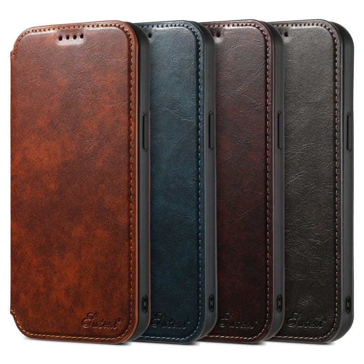 For iPhone 12 Pro Max Suteni J05 Leather Magnetic Magsafe Phone Case(Brown) - HoMEdemic™ 