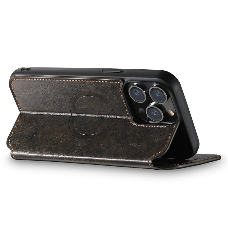 For iPhone 14 Suteni J05 Leather Magnetic Magsafe Phone Case(Black) - HoMEdemic™ 