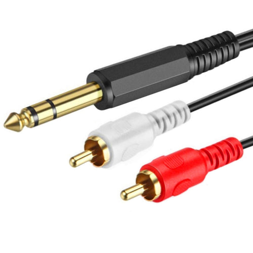 JUNSUNMAY 6.35mm Male TRS Stereo Plug to 2 RCA Phono Male Audio Cable Connector, Length:0.2m - HoMEdemic™ 