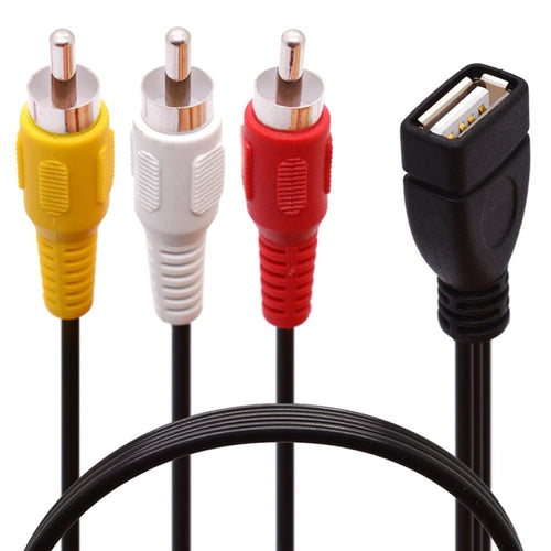 JUNSUNMAY USB Female to 3 x RCA Male Audio Video Splitter Cable, Length:0.2m - HoMEdemic™ 