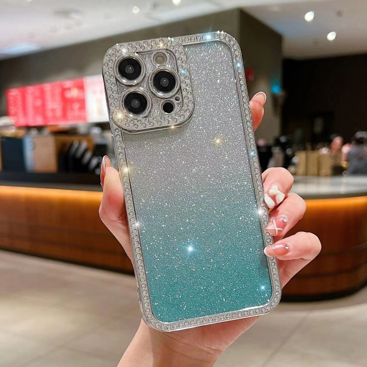 For iPhone 15 Pro Diamond Gradient Glitter Plated TPU Phone Case(Green) - HoMEdemic™ 