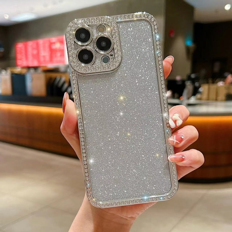 For iPhone 15 Pro Max Diamond Gradient Glitter Plated TPU Phone Case(Silver) - HoMEdemic™ 