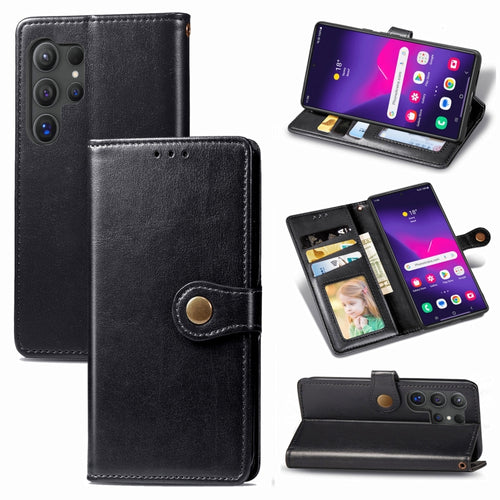 For Samsung Galaxy S24 Ultra 5G Retro Solid Color Buckle Leather Phone Case(Black) - HoMEdemic™ 