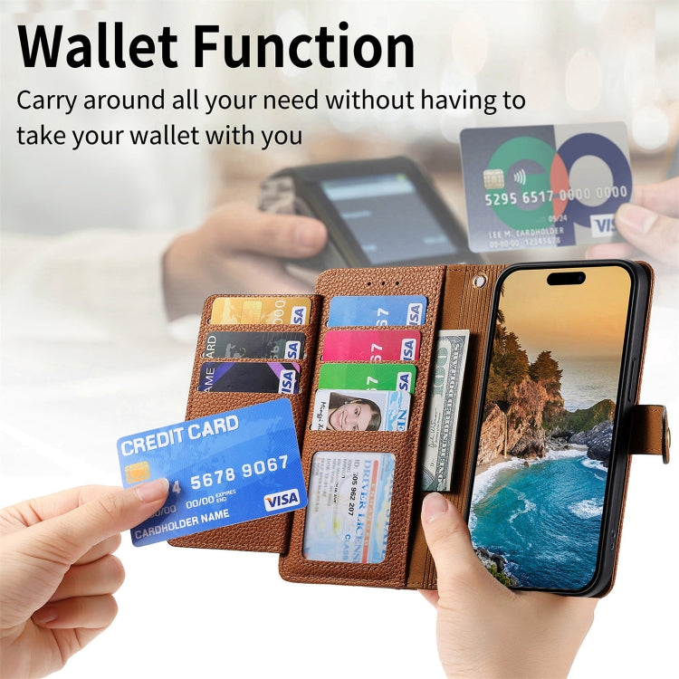 For iPhone 15 Pro Love Zipper Lanyard Leather Phone Case(Brown) - HoMEdemic™ 