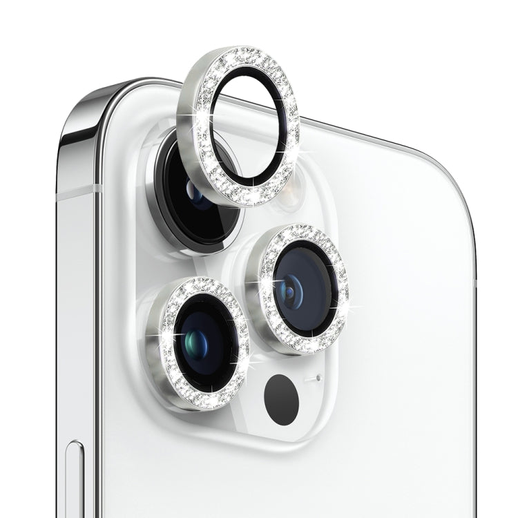 For iPhone 14 Pro / 14 Pro Max NORTHJO Camera Lens Tempered Glass Bling Glitter Metal Ring Film(Silver) - HoMEdemic™ 