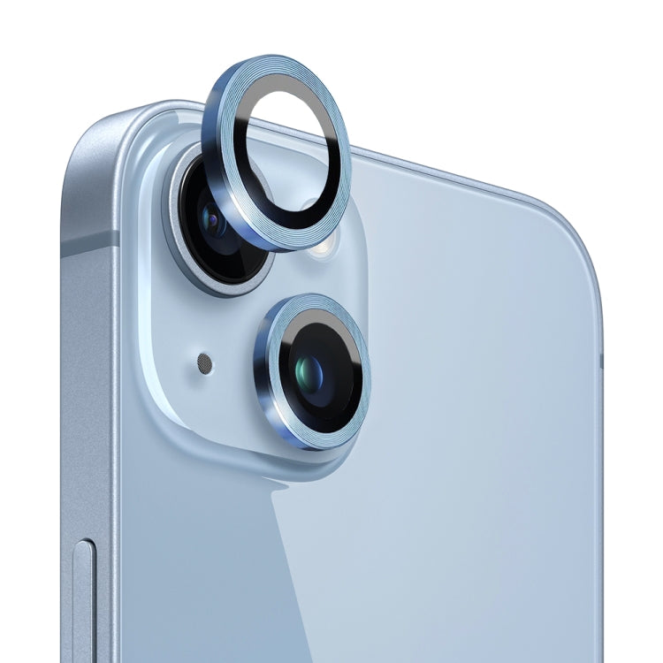 For iPhone 14 / 14 Plus NORTHJO Camera Lens Protector Tempered Glass CD Vein Metal Ring Film(Sierra Blue) - HoMEdemic™ 