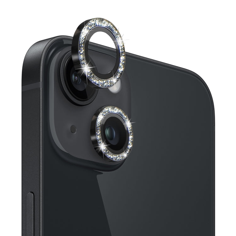 For iPhone 14 / 14 Plus NORTHJO Camera Lens Protector Tempered Glass Bling Glitter Metal Ring Film(Black) - HoMEdemic™ 