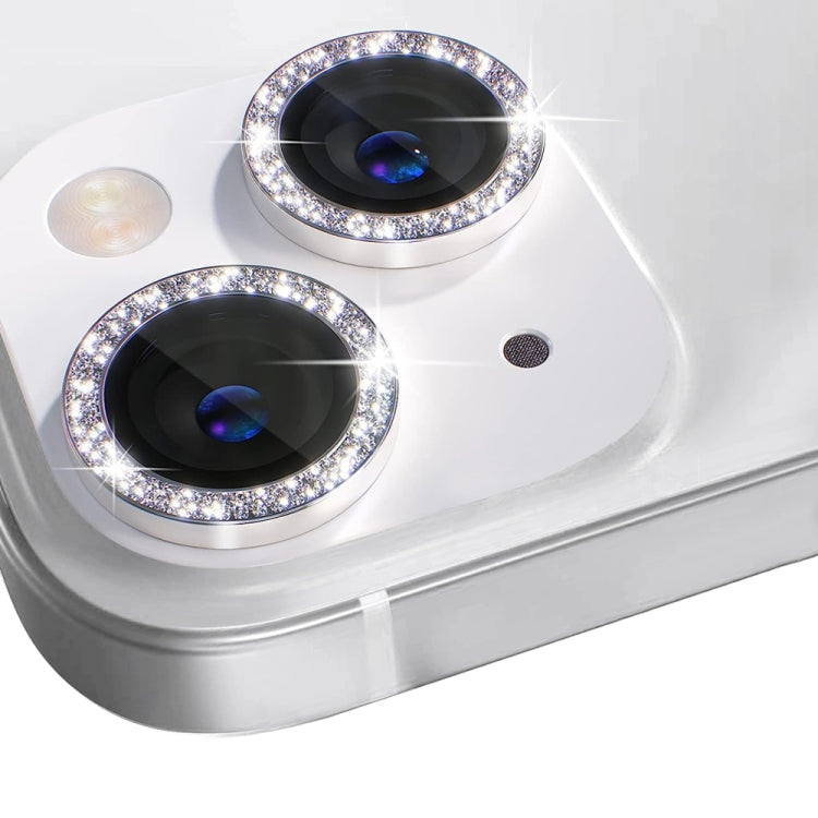 For iPhone 14 / 14 Plus NORTHJO Camera Lens Protector Tempered Glass Bling Glitter Metal Ring Film(Silver) - HoMEdemic™ 