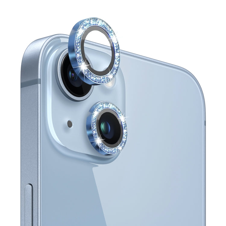For iPhone 14 / 14 Plus NORTHJO Camera Lens Protector Tempered Glass Bling Glitter Metal Ring Film(Sierra Blue) - HoMEdemic™ 
