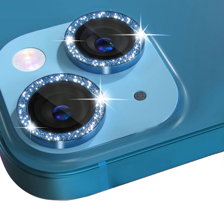 For iPhone 13 / 13 mini NORTHJO Camera Lens Tempered Glass Bling Glitter Metal Ring Film(Blue) - HoMEdemic™ 