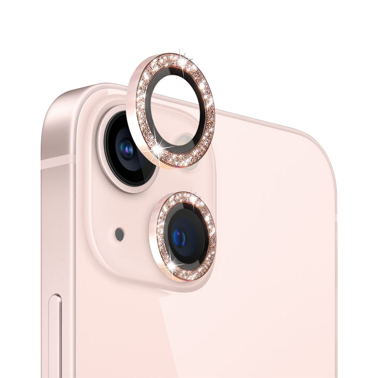 For iPhone 13 / 13 mini NORTHJO Camera Lens Tempered Glass Bling Glitter Metal Ring Film(Pink) - HoMEdemic™ 