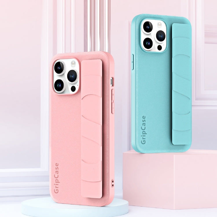 For iPhone 15 Pro Max Skin Elastic Wrist Grip Back Cover Phone Case(Pink) - HoMEdemic™ 