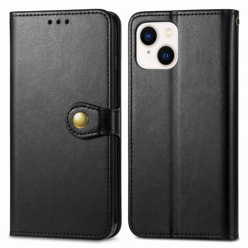 For  iPhone 15 Pro Max Retro Solid Color Buckle Leather Phone Case(Black) - HoMEdemic™ 