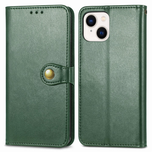 For  iPhone 15 Pro Max Retro Solid Color Buckle Leather Phone Case(Green) - HoMEdemic™ 