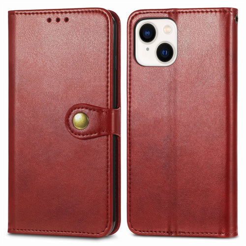 For  iPhone 15 Pro Max Retro Solid Color Buckle Leather Phone Case(Red) - HoMEdemic™ 