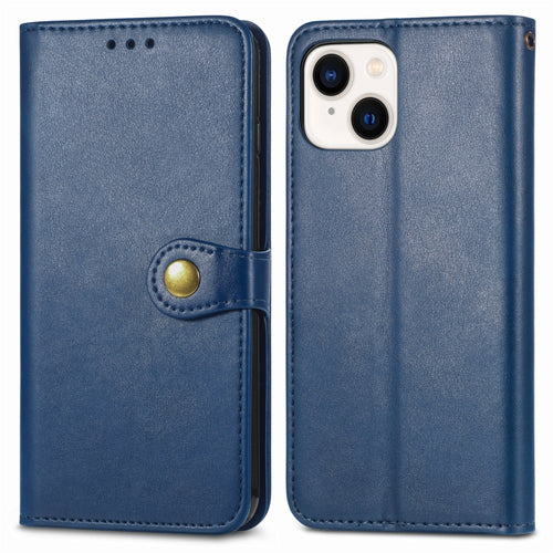 For  iPhone 15 Pro Max Retro Solid Color Buckle Leather Phone Case(Blue) - HoMEdemic™ 