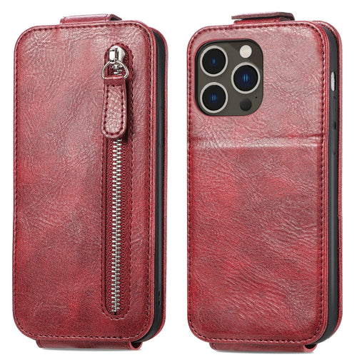 For iPhone 15 Pro Max Zipper Wallet Vertical Flip Leather Phone Case(Red) - HoMEdemic™ 