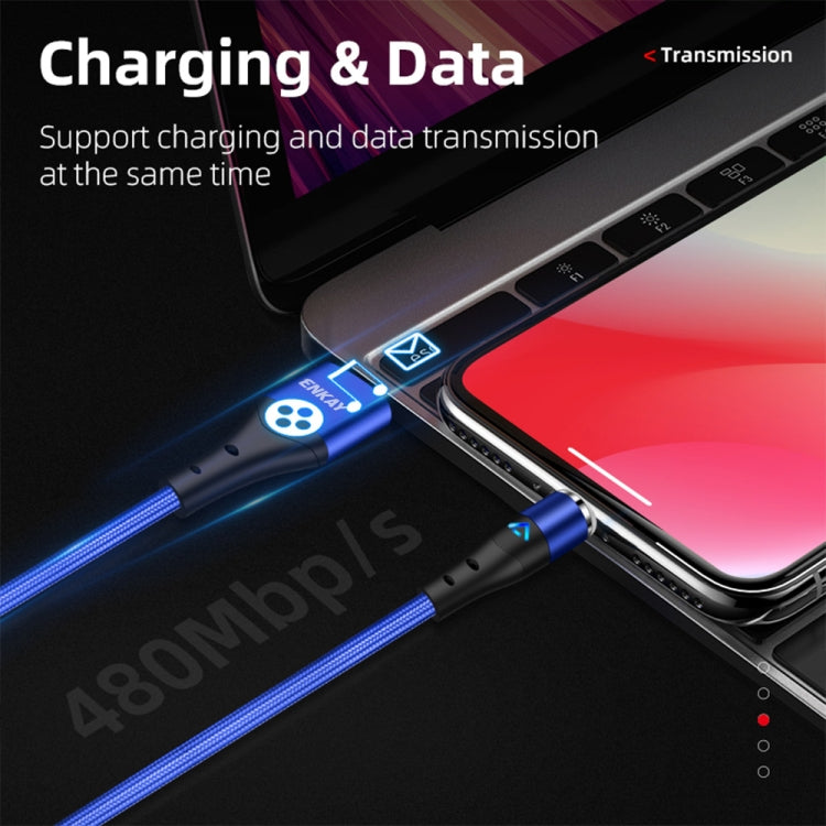 ENKAY 3A USB to 8 Pin Magnetic Fast Charging Data Cable with LED Light, Length:1m(Blue) - HoMEdemic™ 