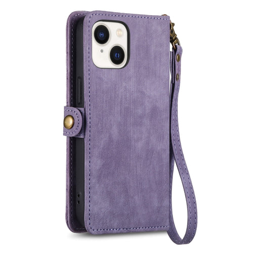 For iPhone 15 Pro Max Geometric Zipper Wallet Side Buckle Leather Phone Case(Purple) - HoMEdemic™ 