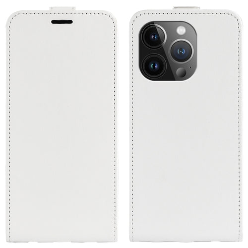 For iPhone 15 Pro Max R64 Texture Single Vertical Flip Leather Phone Case(White) - HoMEdemic™ 