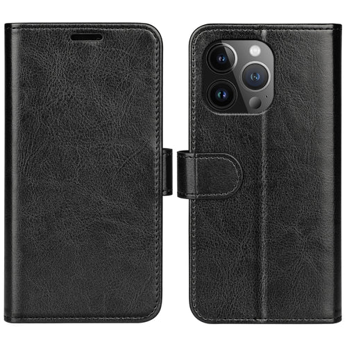 For iPhone 15 Pro Max R64 Texture Horizontal Flip Leather Phone Case(Black) - HoMEdemic™ 