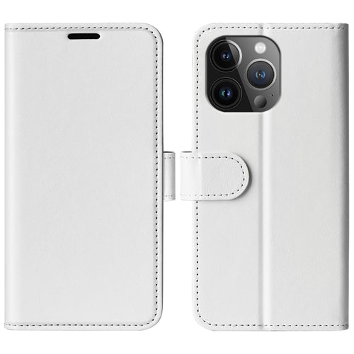 For iPhone 15 Pro Max R64 Texture Horizontal Flip Leather Phone Case(White) - HoMEdemic™ 