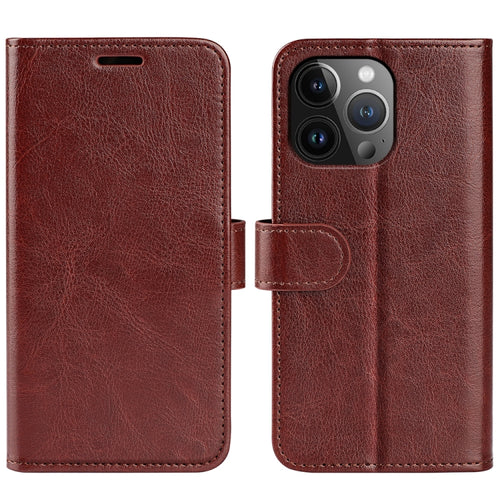 For iPhone 15 Pro Max R64 Texture Horizontal Flip Leather Phone Case(Brown) - HoMEdemic™ 