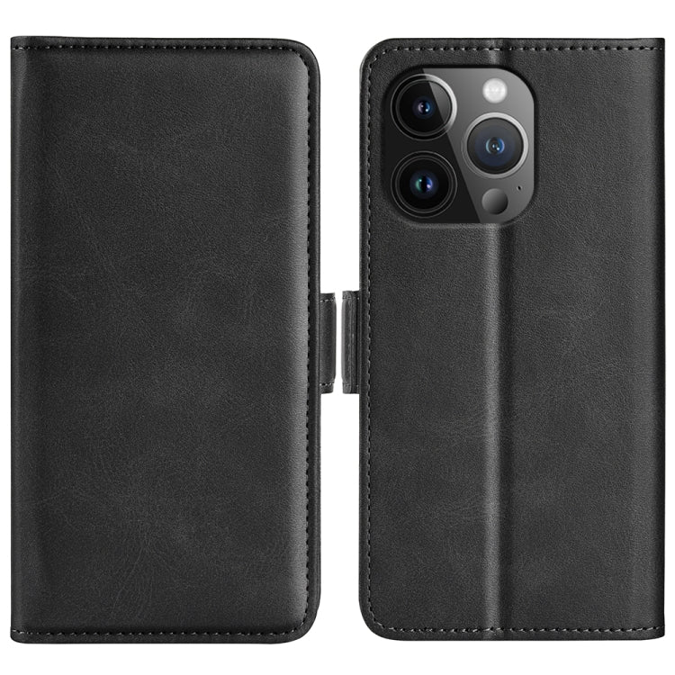 For iPhone 15 Pro Dual-side Magnetic Buckle Horizontal Flip Leather Phone Case(Black) - HoMEdemic™ 