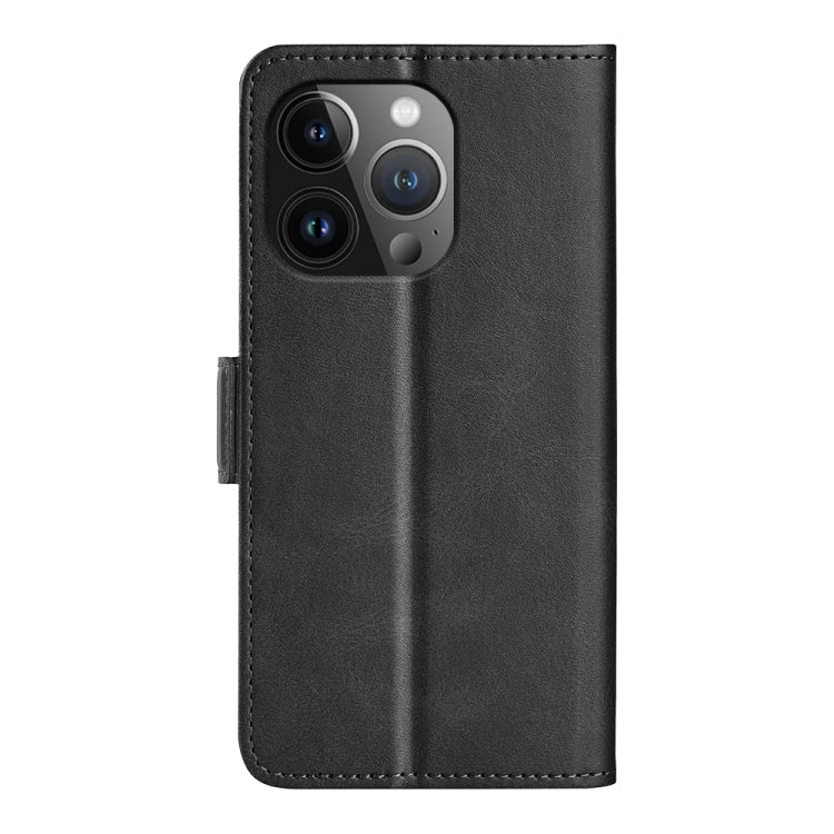 For iPhone 15 Pro Dual-side Magnetic Buckle Horizontal Flip Leather Phone Case(Black) - HoMEdemic™ 