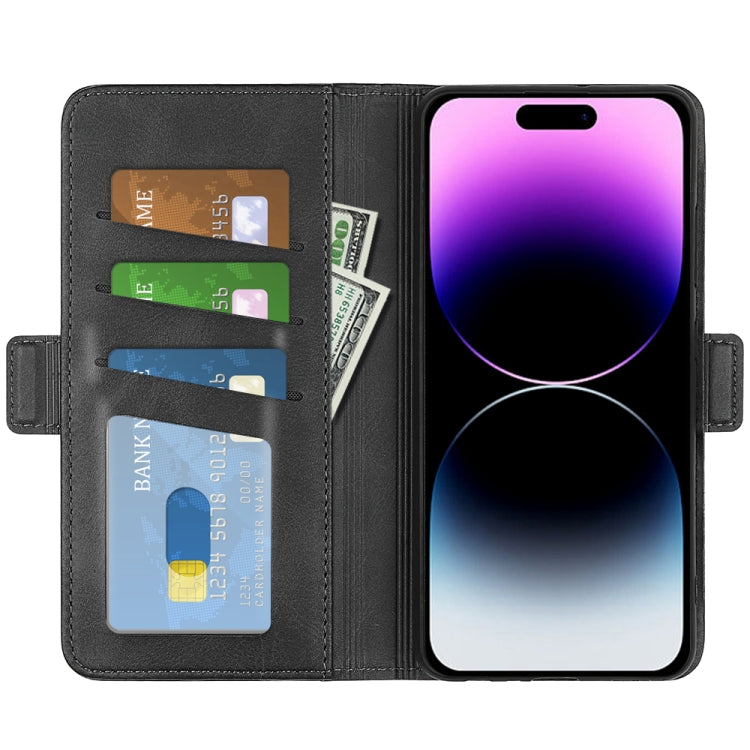 For iPhone 15 Pro Dual-side Magnetic Buckle Horizontal Flip Leather Phone Case(Black) - HoMEdemic™ 