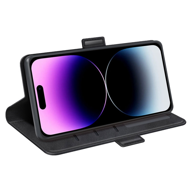For iPhone 15 Pro Dual-side Magnetic Buckle Horizontal Flip Leather Phone Case(Black) - HoMEdemic™ 