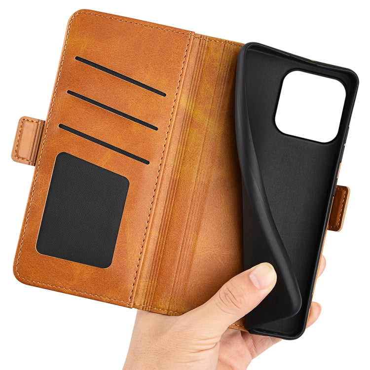 For iPhone 15 Pro Dual-side Magnetic Buckle Horizontal Flip Leather Phone Case(Yellow) - HoMEdemic™ 
