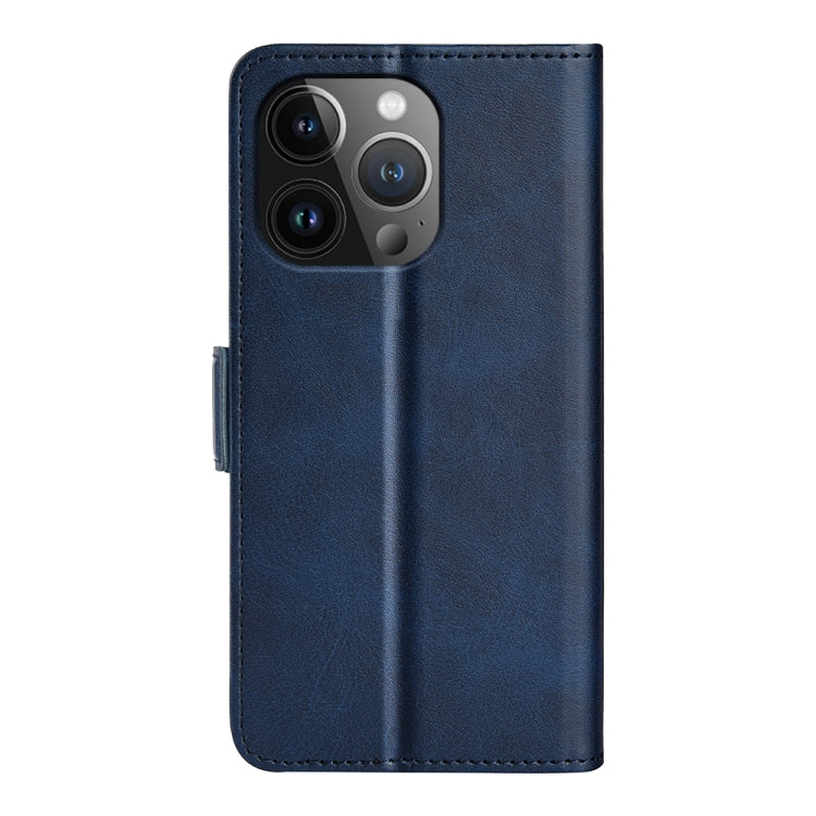 For iPhone 15 Pro Dual-side Magnetic Buckle Horizontal Flip Leather Phone Case(Dark Blue) - HoMEdemic™ 