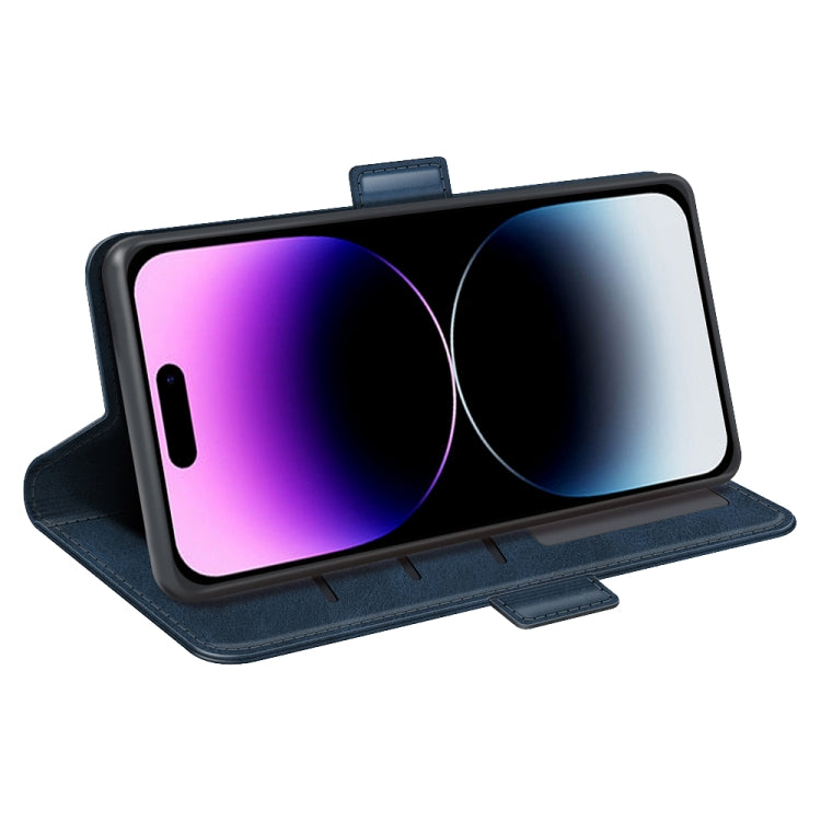 For iPhone 15 Pro Dual-side Magnetic Buckle Horizontal Flip Leather Phone Case(Dark Blue) - HoMEdemic™ 
