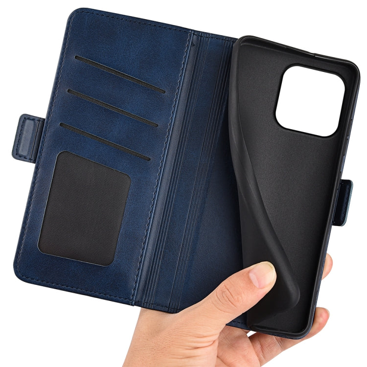 For iPhone 15 Pro Dual-side Magnetic Buckle Horizontal Flip Leather Phone Case(Dark Blue) - HoMEdemic™ 