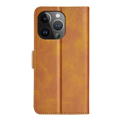 For iPhone 15 Pro Max Dual-side Magnetic Buckle Horizontal Flip Leather Phone Case(Yellow) - HoMEdemic™ 