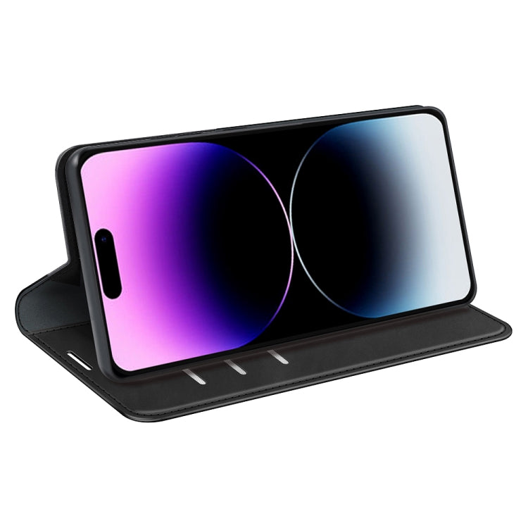For iPhone 15 Pro Retro-skin  Magnetic Suction Leather Phone Case(Black) - HoMEdemic™ 