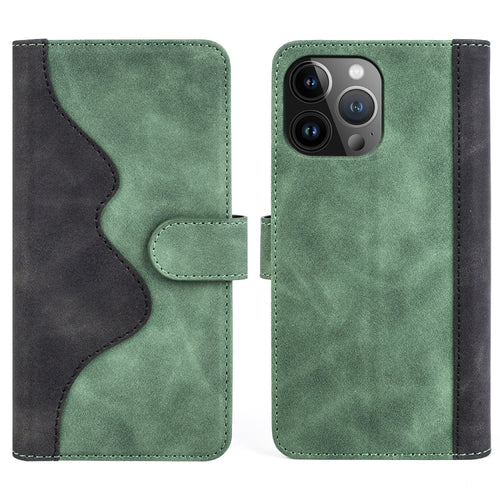 For iPhone 15 Pro Max Stitching Horizontal Flip Leather Phone Case(Green) - HoMEdemic™ 