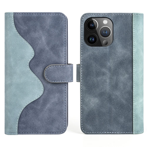 For iPhone 15 Pro Max Stitching Horizontal Flip Leather Phone Case(Blue) - HoMEdemic™ 