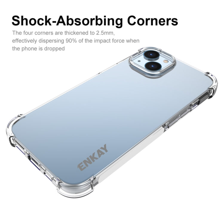 For iPhone 15 Plus ENKAY Transparent TPU Shockproof Phone Case with Glass Film - HoMEdemic™ 