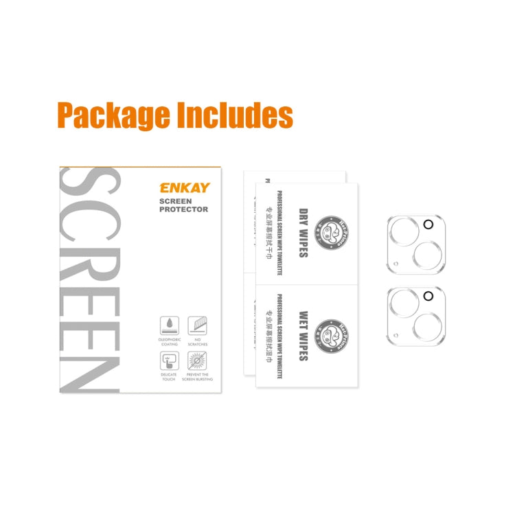 For iPhone 15 / 15 Plus 2pcs ENKAY Hat-Prince 9H Rear Camera Lens Tempered Glass Film - HoMEdemic™ 