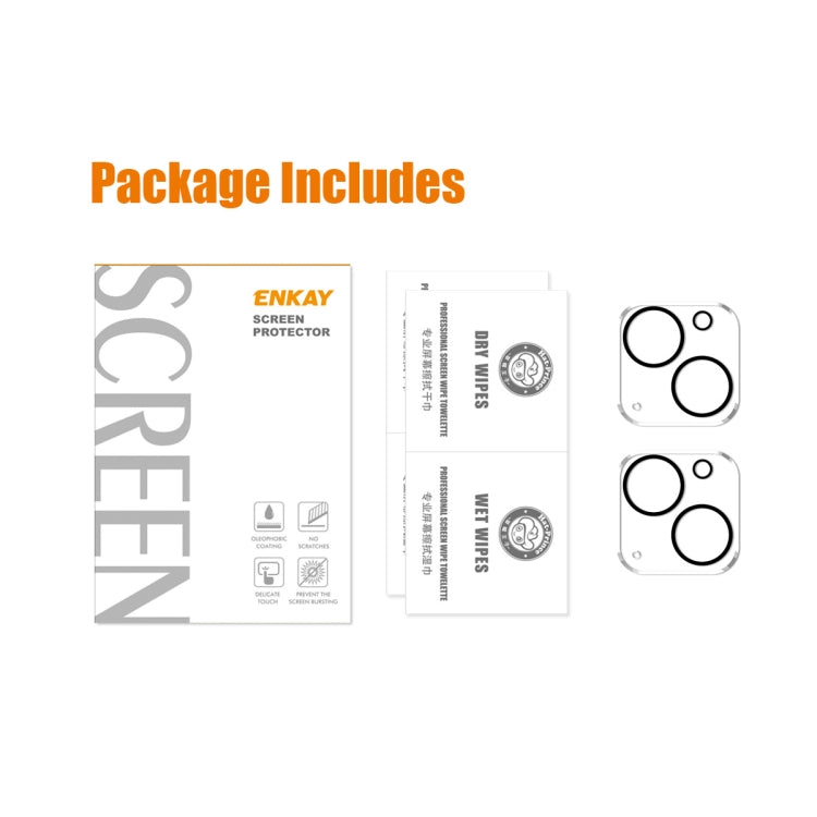 For iPhone 15 / 15 Plus 2pcs ENKAY Hat-Prince 9H Rear Camera Lens Tempered Glass Film - HoMEdemic™ 