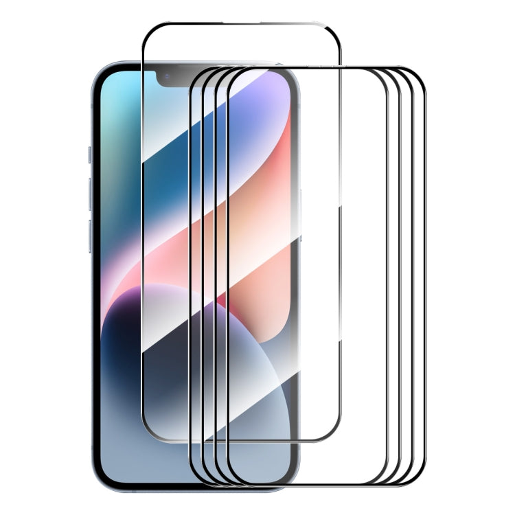 For iPhone 15 5pcs ENKAY Full Glue High Aluminum-silicon Tempered Glass Film - HoMEdemic™ 